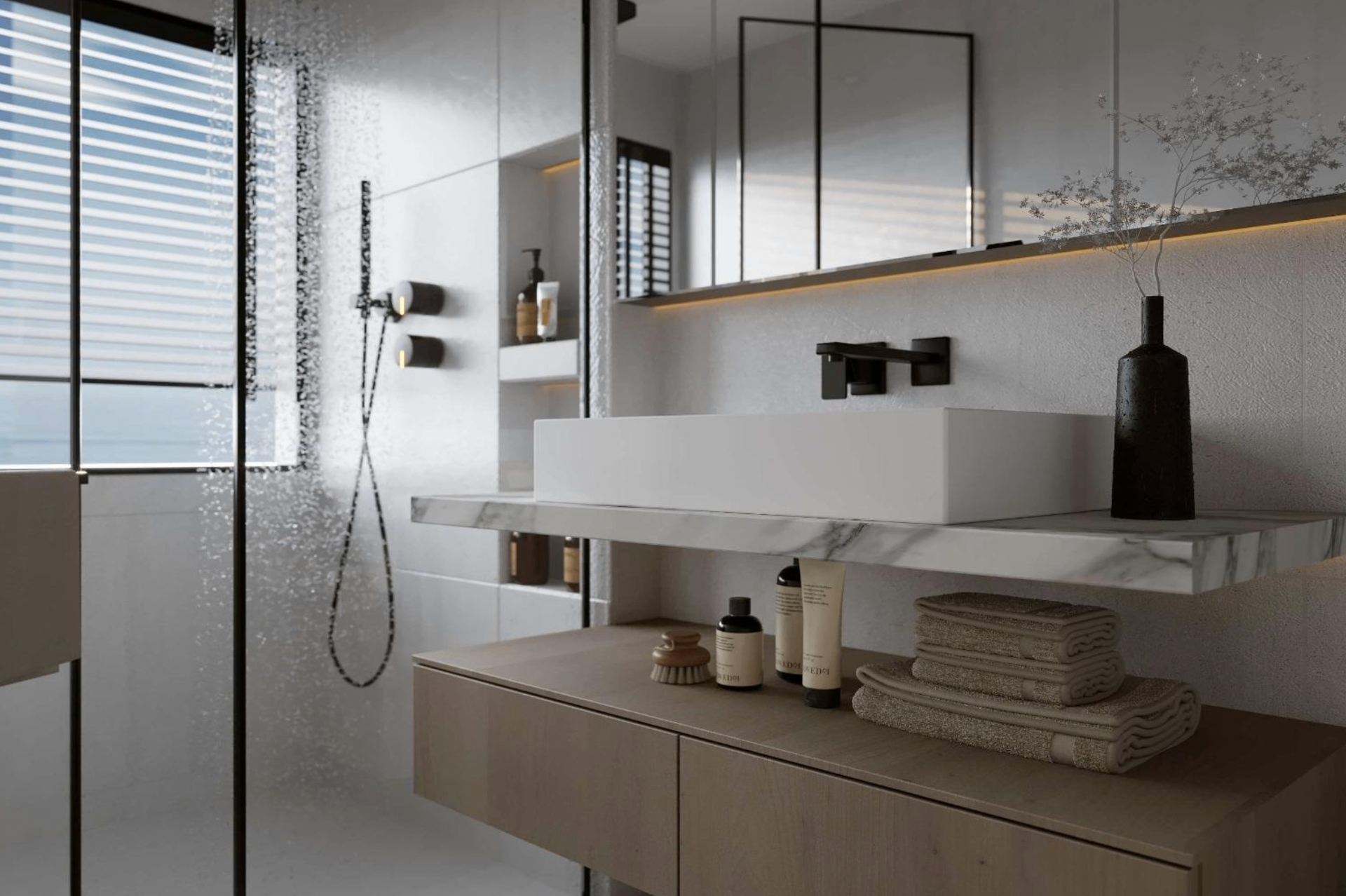 Ensuite marble vanity