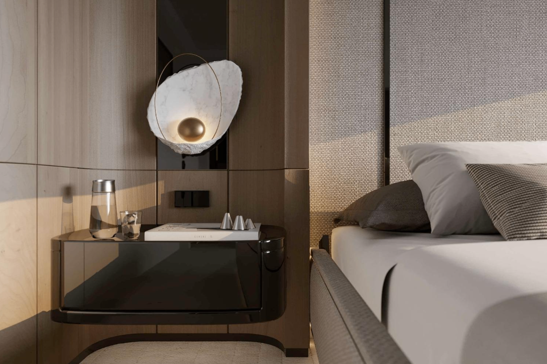 Master suite bedside close-up